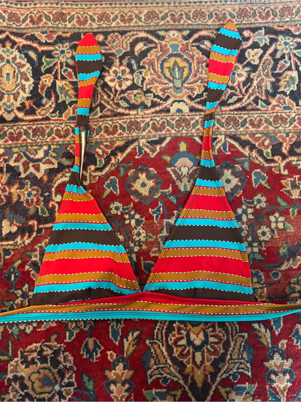 Early 2000s Striped Halter Bikini Top